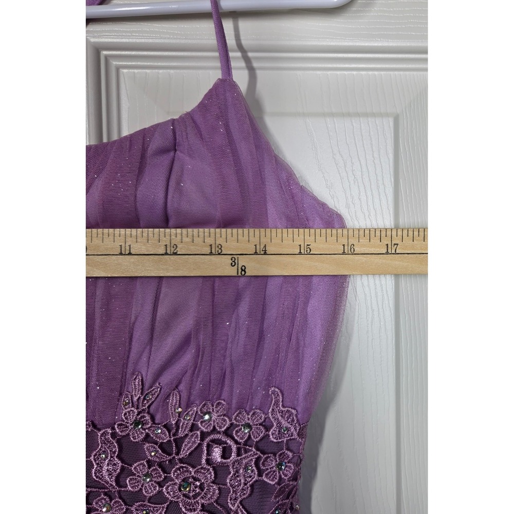 City Triangles Lavender Tulle Formal‎ Dress Floral Lace Waist Maxi Gown 9 Fairy - Picture 11 of 13